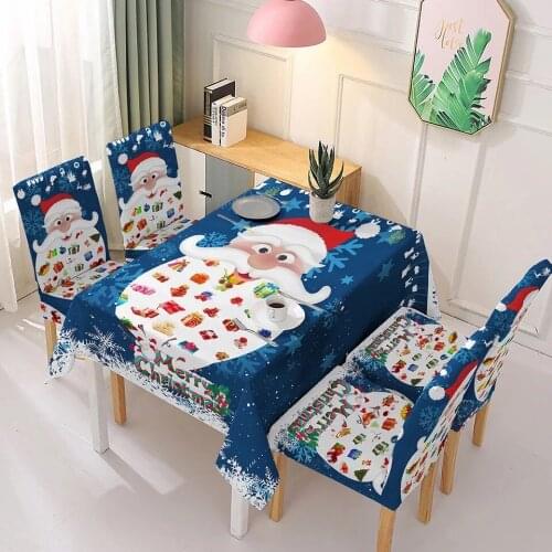 Christmas Printed Decorative Tablecloth With Water Oil Proof Thick Rectangular Dining Tea Table Cover Cloth