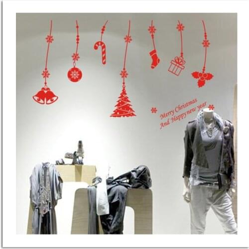45*83cm MERRY christmas tree Sock Gift Removable Wall Stickers Home Decor Window Wall Decal decor Snowflake showcase mural D060