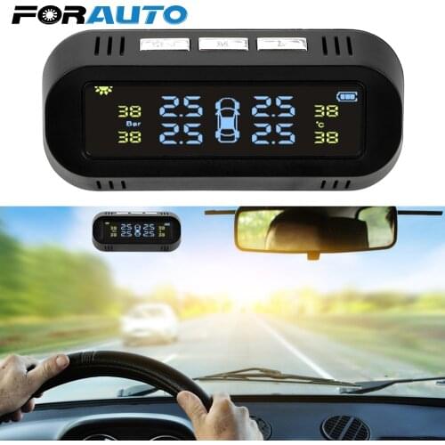 Car Tire Pressure Alarm Monitor System Intelligent Solar TPMS Digital Display Temperature Warning Auto Security With 4 Sensors