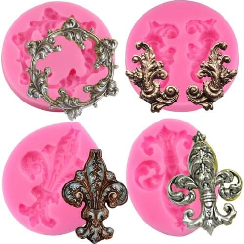 Baroque Scroll Relief Cake Border Silicone Mold Fondant Chocolate Candy Gumpaste Molds Cupcake DIY Wedding Cake Decorating Tools
