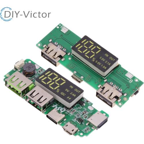 LED Dual USB 5V 2.4A Micro/Type-C USB Mobile Power Bank 18650 Charging Module Lithium Battery Charger Board Circuit Protection