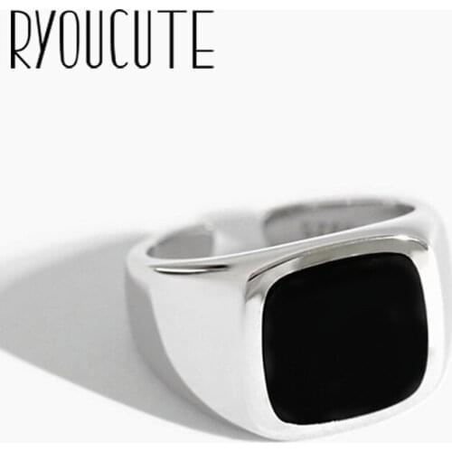 Punk Vintage Black Square Ring For Women Men Adjustable Size Geometric Rings Exquisite Creative Jewelry Wholesale 2021