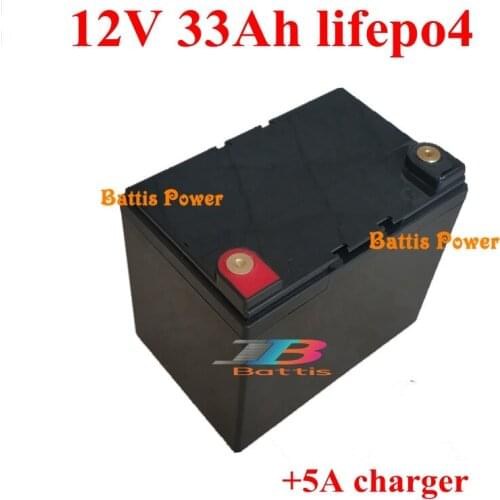 Waterproof Lifepo4 12v 33Ah Lithium Battery BMS 4S for 360W Hernia Lamp Fish Finder Monitor UPS Solar Storage RV +5A Charger