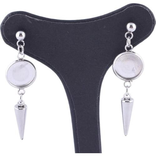 10pcs Stainless Steel Post Earrings Blanks Findings Fit 10mm Round Cabochon Earring Bezel Settings Diy Jewelry Making