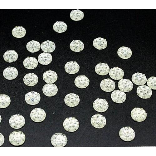 1500pcs of 8mm Resin Rhinestone Clear Snowflakes Gems round cabochon foiled flat back