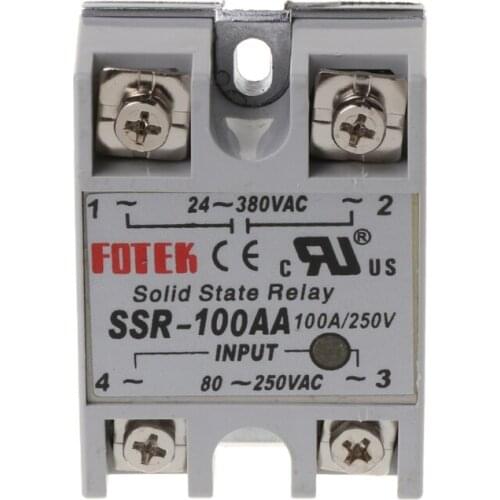 24V-380V SSR-100AA Solid State Relay 100A DC-AC Solid State Relay Module Temperature Controller Relay for 24V-380V AC SSR-100AA