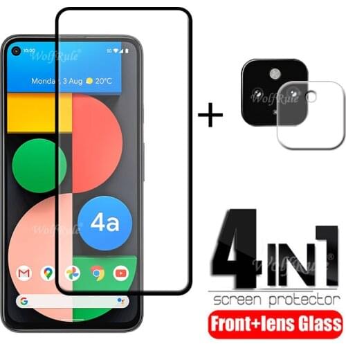 4-in-1 For Google Pixel 4a 5G Glass For Pixel 4a 5G Tempered Glass Full Glue HD Screen Protector For Pixel 4a 5G Lens Glass 6.2"