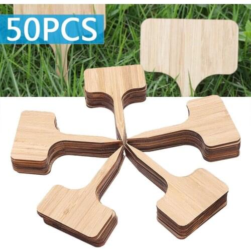 50pcs DIY Bamboo Plant Labels Wooden T-type Tags Garden plant label Plant Sign Tags Seed Potted Garden Plant Markers