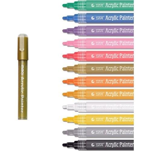 Acrylic Paint Marker Pen Water Based Pen for Paper Rocks Wood Canvas Glass Ceramics DIY Art Projects (Golden)