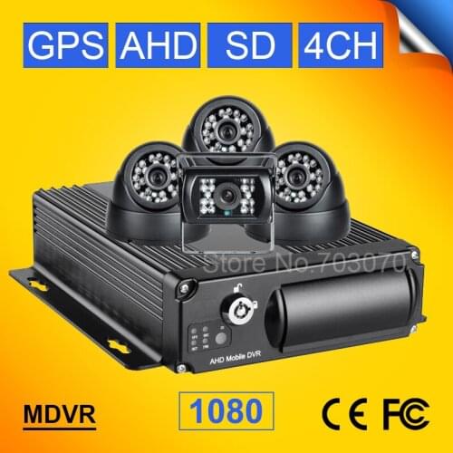 GPS AHD Car Mobile Dvr Kits 4Channel H.264 Video/Audio Recorder Car Dvr Built-in GPS,Record GPS Track PC Playback 1080 mdvr