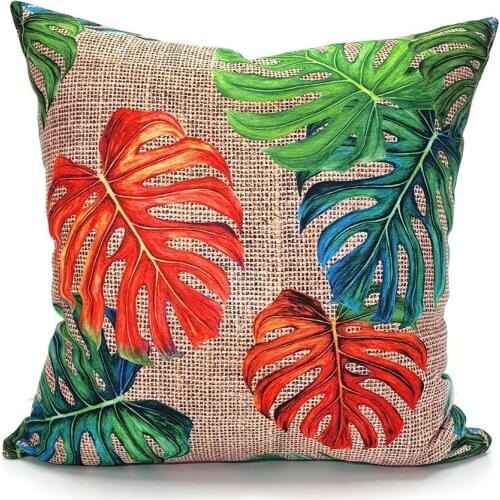Bohemian Botanic Multi-Colored Handmade Linen Fabric Cushion Cover Pillowcase 2PCS Set / 45CM X 45CM
