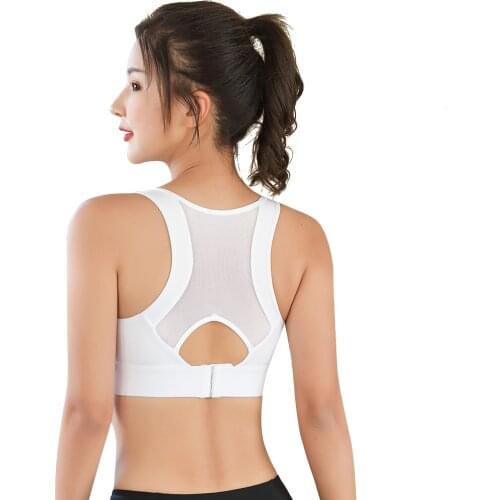Sport Fitness Bra Woman Push Up Wirefree Adjustable Buckle Mesh Splice Breathable Nylon Gym Yoga Running Underwear Sports Bra