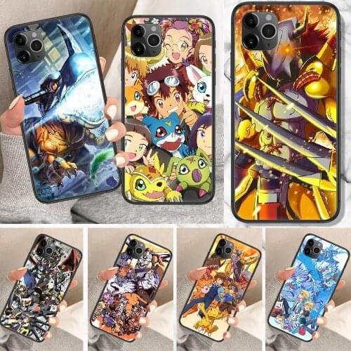 Digimon Adventure Anime Phone Case For iphone 5 5S SE 2 6 6S 7 8 11 12 Mini Plus X XS XR Pro Max black tpu bumper soft