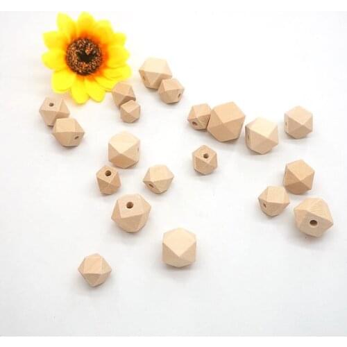 Chenkai 100PCS 16mm Wooden Beads Baby Teething Beads Wood Hexagon Beads Baby Teethers For baby care Toys Jewelry Making
