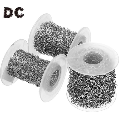 DC Vintage Diy Stainless Steel Necklace Link Chains 10yard/roll Long Chain Necklaces Women and Men for Jewellry Making Findings