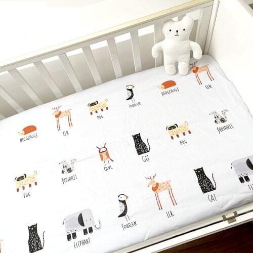 Baby Cot Matress Fitted Sheet Crib Protective Cover With Elastic Cotton Cartoon Print 120*60cm Children Beddings Customized Size