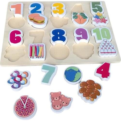 Baby Early Educational Jigsaw Puzzles Cartoon Digital Fruit Wooden Tangram Puzzle Montessori Puzzle Wooden Toy