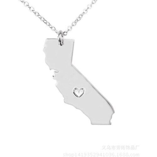 European and American style, California map necklace stainless steel pendant necklace