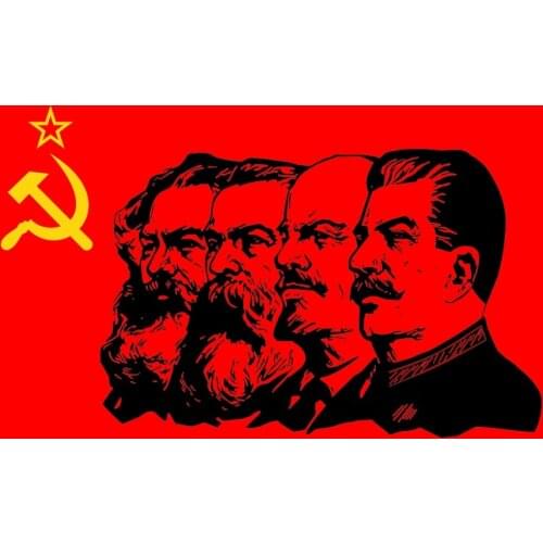 Communism Flag with two grommets Marx Engels Lenin Stalin CCCP USSR Soviet Emblem Flags 3x5FT