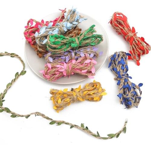 2M 5M Simulation Green Leaves Weaving Hemp Rope DIY Crafts Birthday Wedding Decoration Rattan Gift Bouquet Packaging Jute Rope