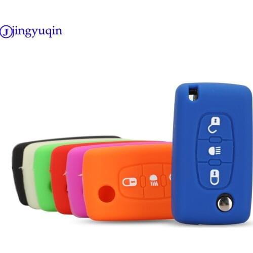 Jingyuqin 10pcs For Citroen C4 Picasso C5 C6 For Peugeot 3 Buttons Remote Car Key Case Silicone Protect Shell Car Accessories