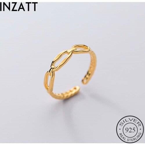 INZATT Real 925 Sterling Silver Irregular Geometric Adjustable Ring For Woman Party Fine Jewelry Minimalist OL Accessories