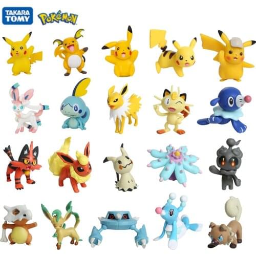 Pokemon 3-7cm Pet Collection Decoration Anime Figures Pikachu Squirtle Eevee Vulpix Litten Sylveon High Quality Action Model Toy