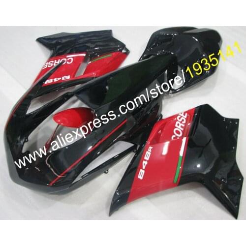 Red Black Cowling Kit For Ducati 1098S 848R 1198 2007 08 09 10 11 Motorbike #410 Fairing Fittings (Injection molding)