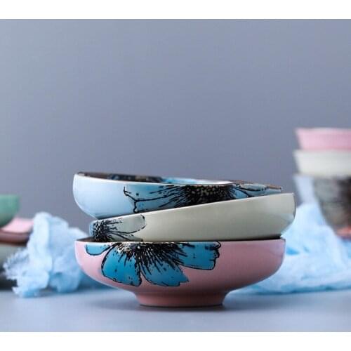 Creative Special-shaped Hand-painted Ceramic Dish Bowl Flavor Dish Salad Bowl Dish Dish Dish Dish Japanese Illustration