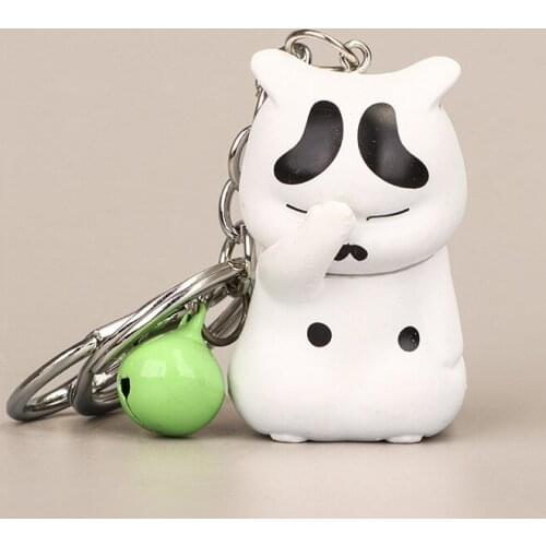 Cute Shy Cat Keychains Chubby Kitten Keyring Trinket Bag Ornament Keys Organizer Fashion Animal Jewelry Women Accessories