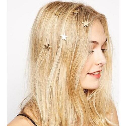 Fashion Simple Jewelry Gold Star Hair Clip Pearl Spiral Hair Clip Women Girl Trendy Hairwear Accessories 6pcs/lot