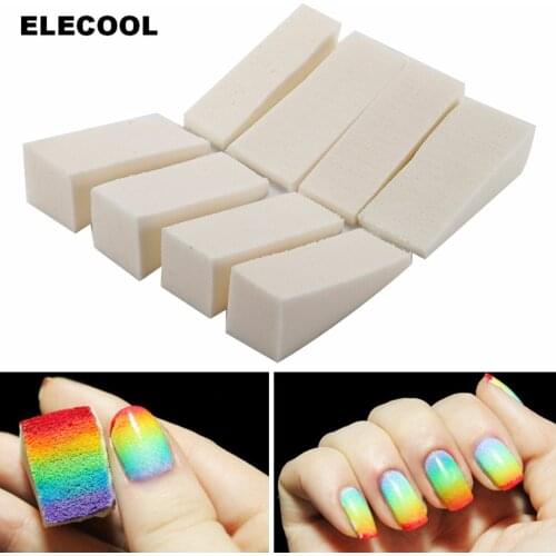 ELECOOL 8Pcs Soft Triangle Nail Art Polish Gel Gradient Color Stamp Sponge Stamping Manicure Sponge Image Makeup Replacement