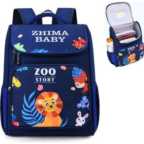 New Fashion Children Orthopedic School Bag For Boys 1-3-6 Grade Cartoon Animal Backpack Kids High Capacity Waterproof Knapsack
