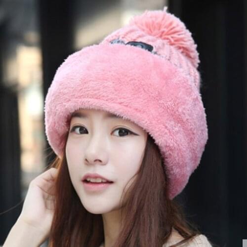 Autumn and winter knitted cotton hats for women warm and comfortable ski hat solid color fashion Boy girl universal caps