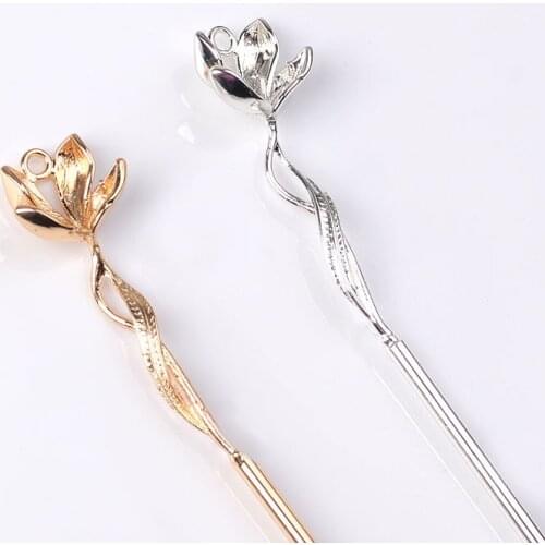 10PCS 120mm Metal Alloy KC Gold/Gold/Silver Color Branch Flowers Hair Sticks Base Setting Hair Accessories For Jewelry making