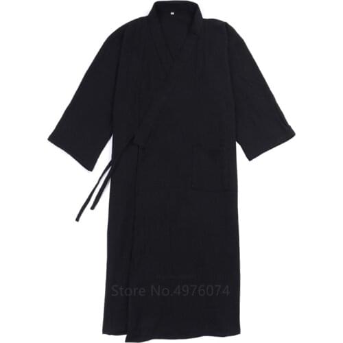 Pajama for Men 5Colors Japanese Kimono Yukata Sleepwear Male Solid Color Long Robe Bathrobe Cotton Haori Plus Size Homewear