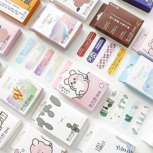 20 Pcs/box Lovely Cute Band Aid Disposable Wound sticker kawaii First Aid Emergency Kit For Kids Children Adhesive Bandages