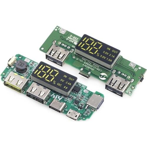 Lithium Battery Charger Board LED Dual USB 5V 2.4A Micro/Type-C USB Mobile Power Bank 18650 Charging Module Circuit Protection
