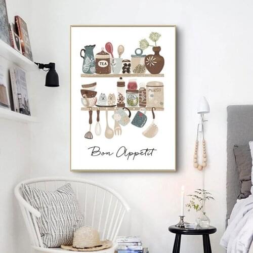 Tableware Kitchen Nordic Canvas Painting Wall Art Nordic Posters and Prints Wall Pictures for Living Room Kitchen Decoration
