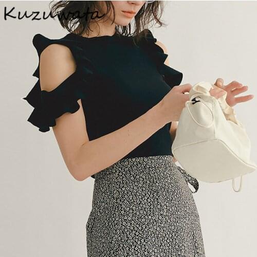 Neploe O Neck Shoulder Strapless Pullover Knit Sweater Women O Neck Pullover Long Sleeve Pull Femme Spring Summer Solid Sueter