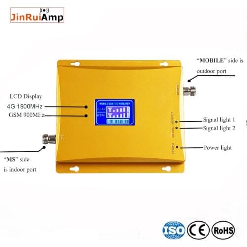 GSM 900 4G LTE 1800 Repeater GSM 1800mhz Mobile Signal Booster 75dB Dual Band Repetidor Celular 3G 4G Antenna
