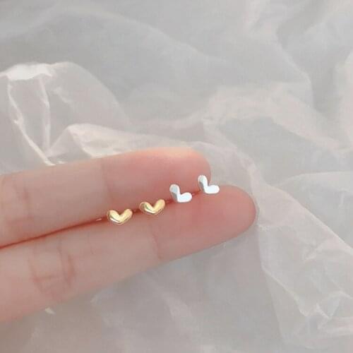 New Style Mini Heart Earrings Simple Womens Gold Plated Anti Allergy Stud Earring Charming Womens Valentines Day Gift Jewelry