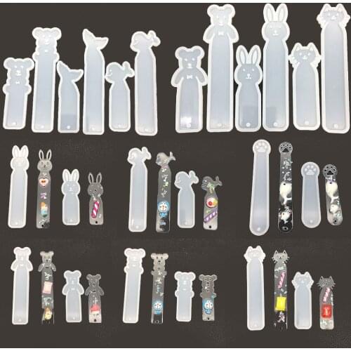 DIY Rectangle Animals Shape Silicone Mirror Bookmark Mold Ruler Epoxy Resin Molds For Crafts Making Bookmark Decoration Tools