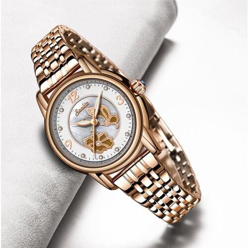 SUNKTA Elegant Ladies Watches Women Luxury Top Brand Wrist Watch Woman Stainless Steel Band Female Dress Clock relogio feminino