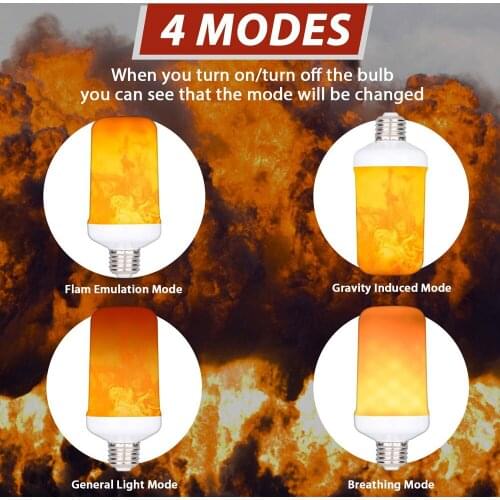 E14 E27 B22 LED Dynamic Flame Effect Corn Bulb 4 Modes 15W 85-265V Flickering Emulation Decor Lamp Creative Fire Lights Lamparas
