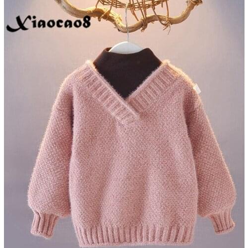 Girls Thick Fake Two Sweaters Baby Toddler Girl Winter Clothes Turtleneck Korean Style Knitted Sweaters for Teenage Girls 8 12 6