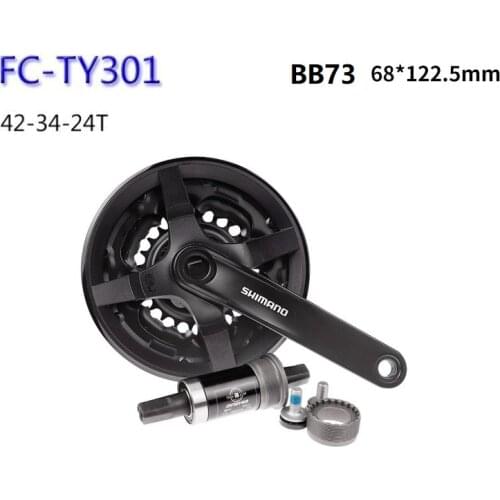 For SHIMNAO FC-TY301 Crankset 6S 7S 8S MTB Bicycle Mountain Bike Chainwheel TY301 42-34-24T BB73 122.5mm Cycling Parts
