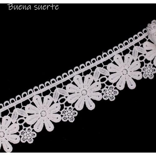 High Quality Beautiful White Flower Lace Ribbon Tape 5cm Lace Trim DIY Embroidered for Sewing Decoration African Lace Fabric New
