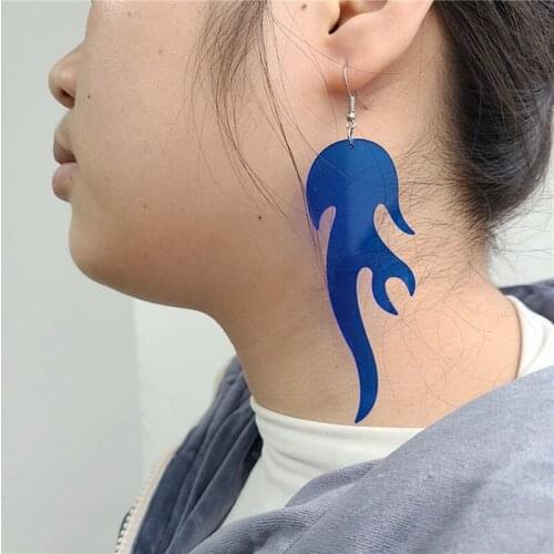 New Fire Flame Drop Earrings For Women Punk Flame Shape Acrylic Long Dangle Earring Jewelry Neon Green Pink Earring Accessories