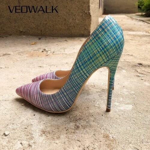 Veowalk shoes woman New Sexy High Heels Stilettos Blue Graffiti Colorful Women Pumps sapato feminino Accept Customized